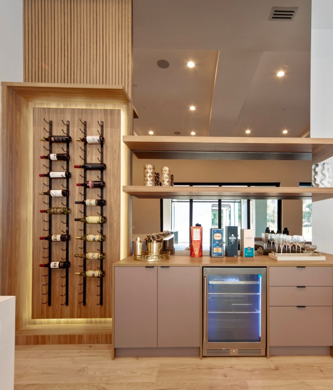 Wine display and bar millwork